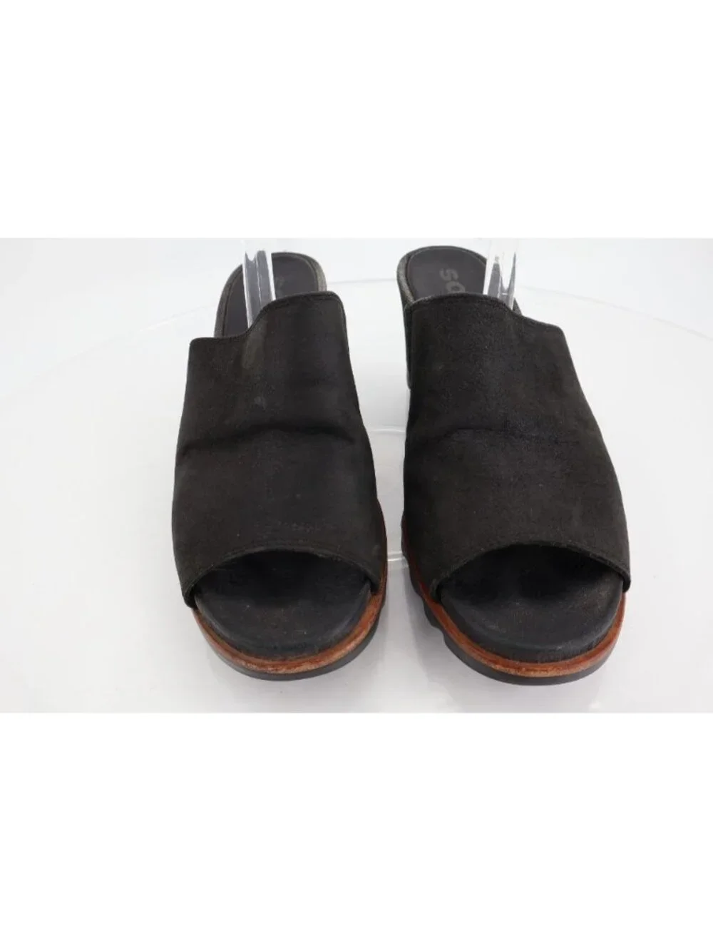 Dansko Womens Joanie Mule Size 7.5 Black Leather Slide Wedge Platform Shoe